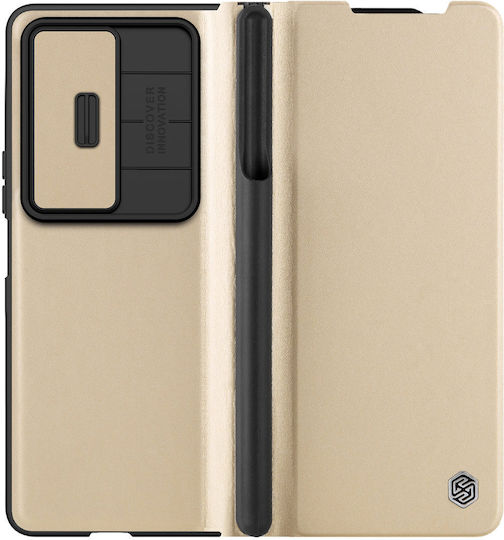 Nillkin Qin Pro Buchen Sie Synthetisches Leder / Kunststoff 0.2mm Gold (Galaxy Z Fold4)