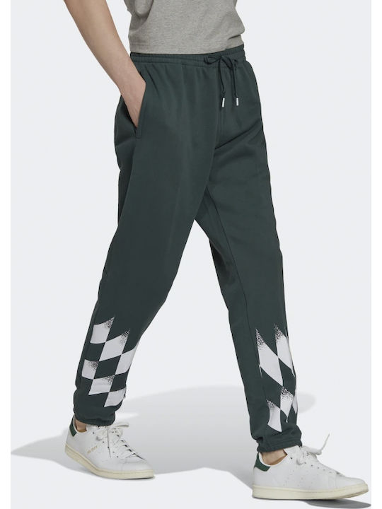 Rekive Placed Graphic Football Sweatpants with Elastic Green
