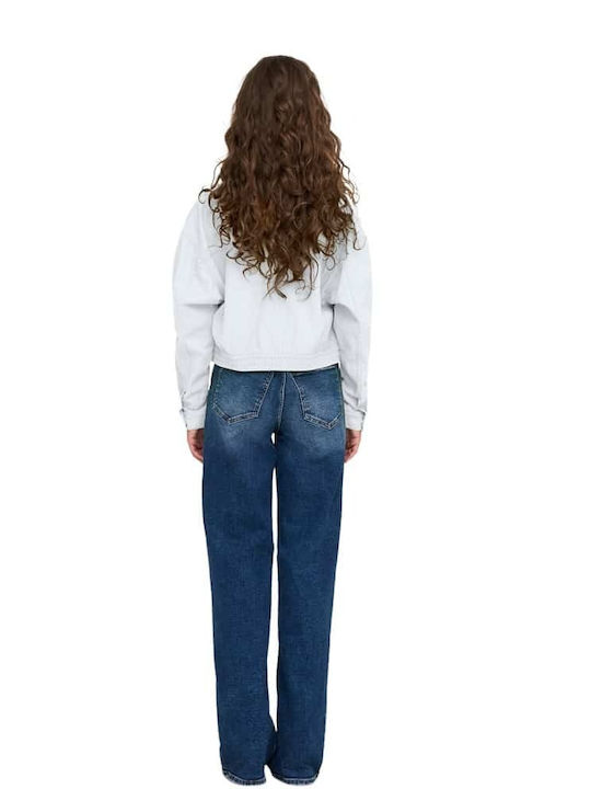Women's Short Jean Jacket for Spring or Autumn White