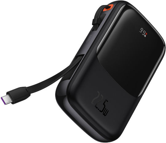 Baseus Qpow Digital Display Power Bank 10000mAh 22.5W with USB-A Port and 2 USB-C Ports Power Delivery Black