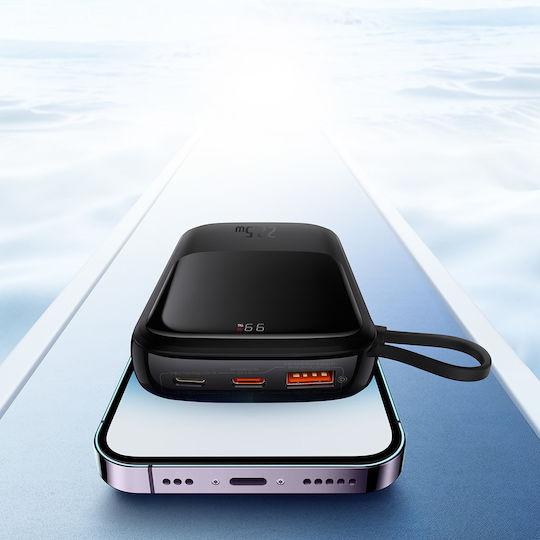 Baseus Qpow Digital Display Power Bank 10000mAh 22.5W with USB-A Port and 2 USB-C Ports Power Delivery Black