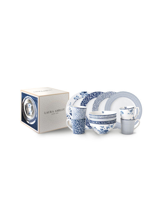 Laura Ashley Blueprint Porcelain Dinnerware Set Blue 12pcs