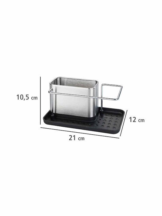 Wenko Orio Metallische Organizer für die Küchenspüle aus Silber 12x10.5cm