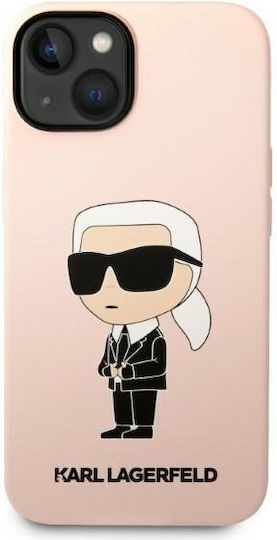 Karl Lagerfeld Ikonik Umschlag Rückseite Silikon Rosa (iPhone 14 Plus)