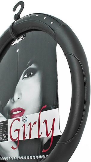 Sumex Car Steering Wheel Cover Black Diamonds with Diameter 37-39cm made of Leatherette Black