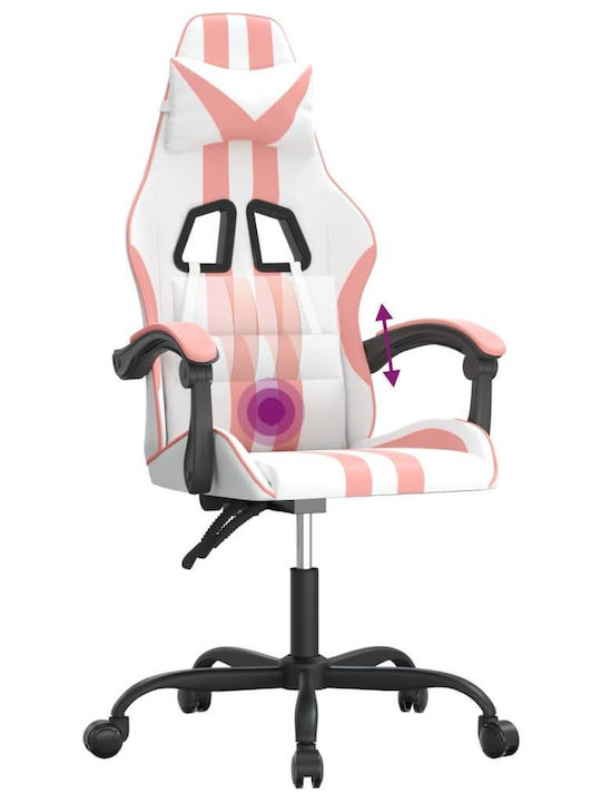 vidaXL 349528 Καρέκλα Gaming Δερματίνης Λευκό/Ροζ
