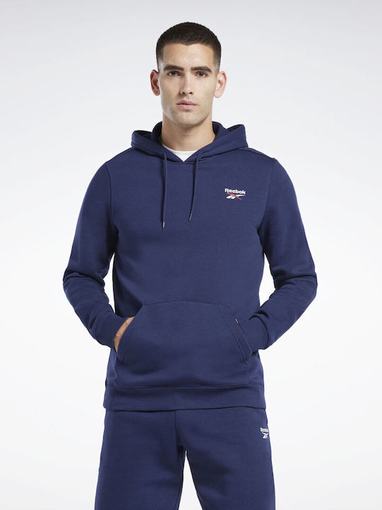 Reebok Identity Over Head Men's Sweatshirt with Hood and Pockets Blue