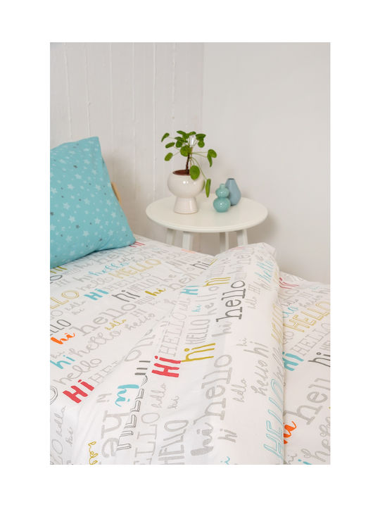Biokarpet Naf Naf Hello 354 White Lt Blue Σετ Σεντόνια-σετ Σεντόνια