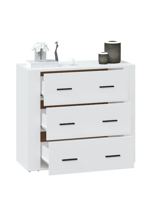 Wooden Chest of Drawers with 3 Drawers White 80x33x70cm