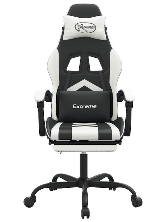 vidaXL 3143907 Artificial Leather Gaming Chair with Footrest Black / White
