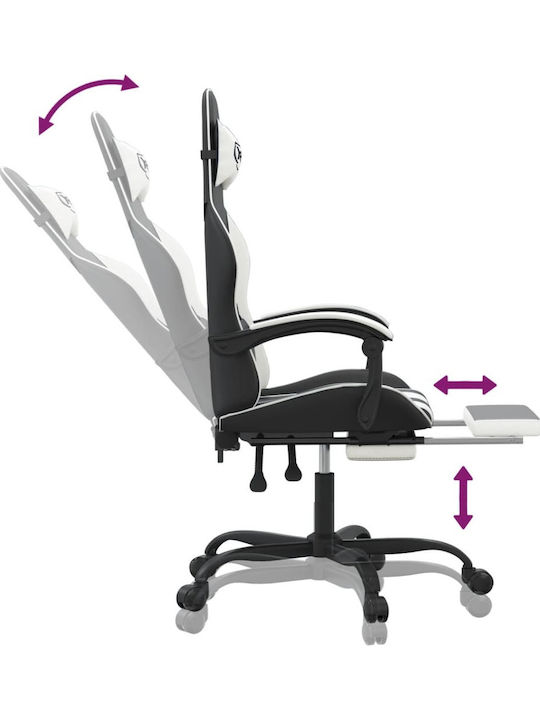 vidaXL 3143907 Artificial Leather Gaming Chair with Footrest Black / White