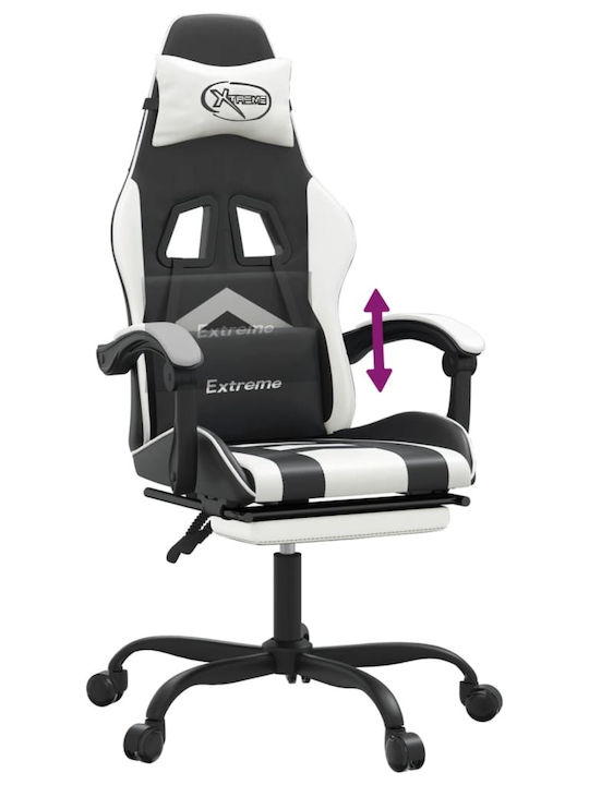 vidaXL 3143907 Artificial Leather Gaming Chair with Footrest Black / White