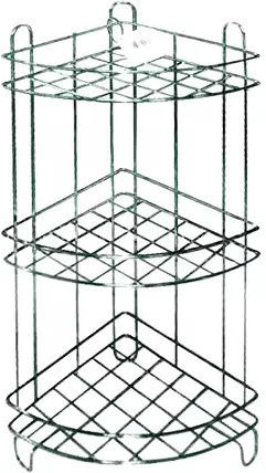 ECE 40366 Colțar Montat pe perete Raft Baie Metal cu 3 Rafturi 31x25x54cm Argintie