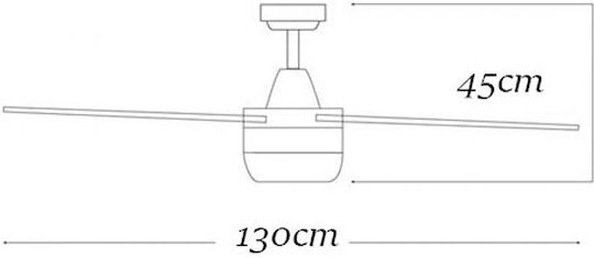 Eurolamp Ανεμιστήρας Οροφής 130cm με Φως Καφέ / Ασημί