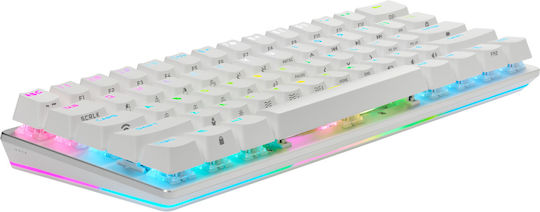 Corsair K70 RGB Pro Mini Ασύρματο Gaming Μηχανικό Πληκτρολόγιο 60% με Cherry MX Red διακόπτες και RGB φωτισμό (Αγγλικό US) Λευκό