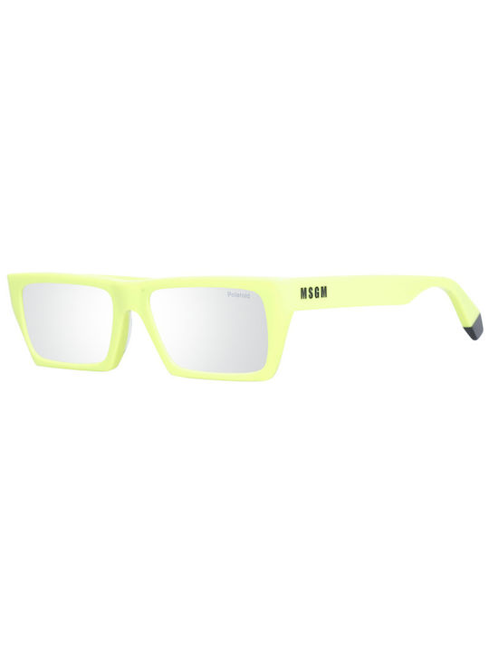 Polaroid Men's Sunglasses with Yellow Acetate Frame and Silver Polarized Mirrored Lenses PLD MSGM 1/G YDVEX