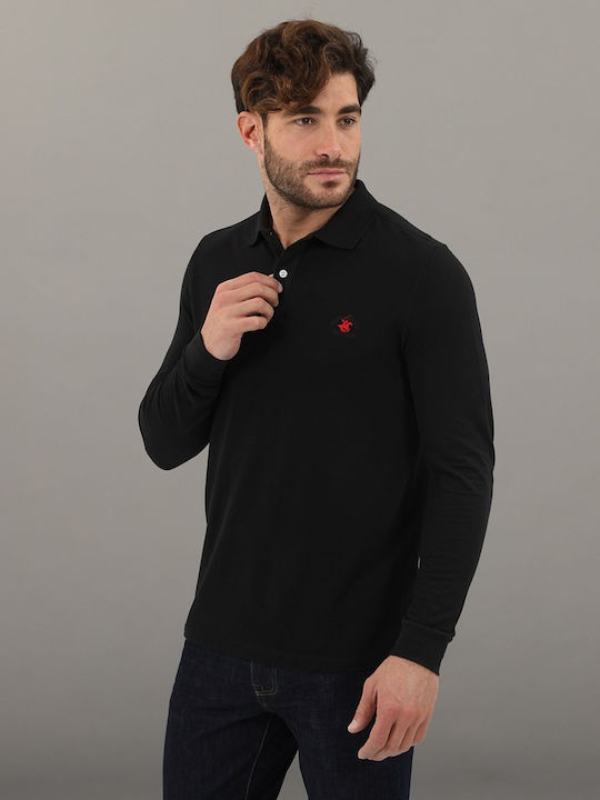 Beverly Hills Polo Club Men's Long Sleeve Blouse Polo Black