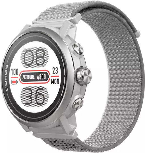 Coros Apex2 Titanium 43mm Αδιάβροχο Smartwatch με Παλμογράφο (Γκρι)