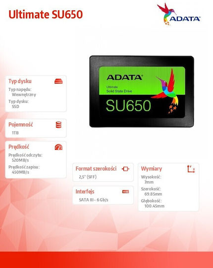 ADATA SU650 1TB (1000GB) SSD 2.5インチ(R) Amazon | ADATA SU650 1TB 3D-NAND SATA 2.5インチ 内蔵SSD