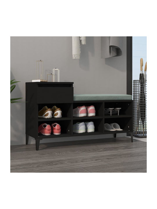 Wooden Shoe Organizer with 2 Shelves Black 102x36x60cm