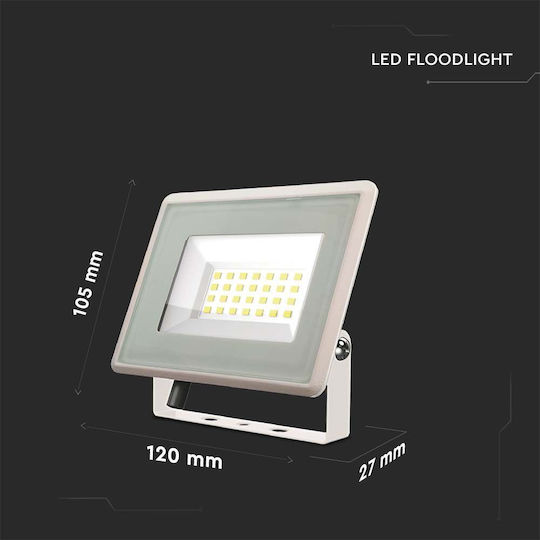 V-TAC F-Class Waterproof LED Floodlight 20W Natural White 4000K IP65