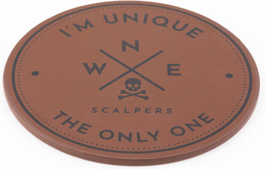 Scalpers Round Plastic Brown Coasters Home 4pcs