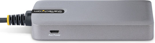 StarTech USB Hub 3 Ports USB 3.2 with USB-C Connection Ethernet Gray
