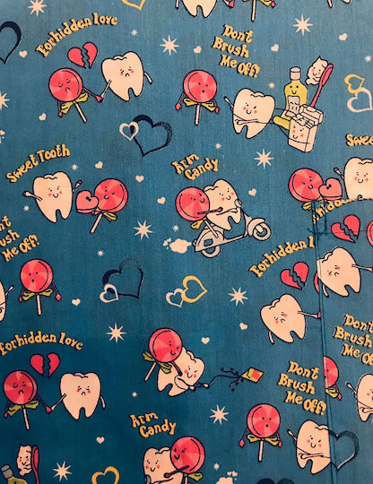Northcure Tooth and Candy Unisex Multicolour Medical Blouse Cotton and Polyester