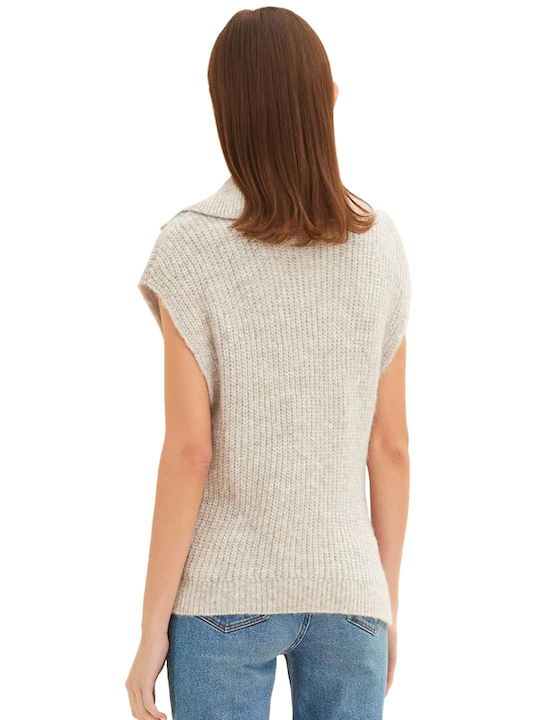 Tom Tailor Women's Sleeveless Sweater Turtleneck Beige