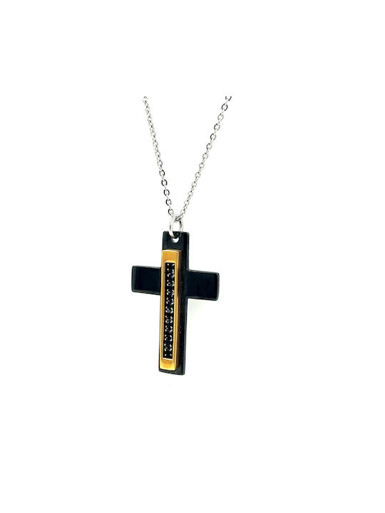 Men's Steel Necklace with Cross