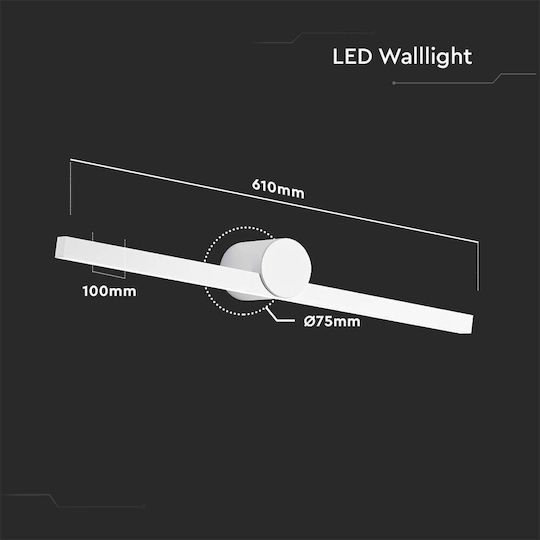 V-TAC Стенно Външно Осветително Тяло LED IP65 10W с Естествено бяло Светлина 61x10x7.5εκ.