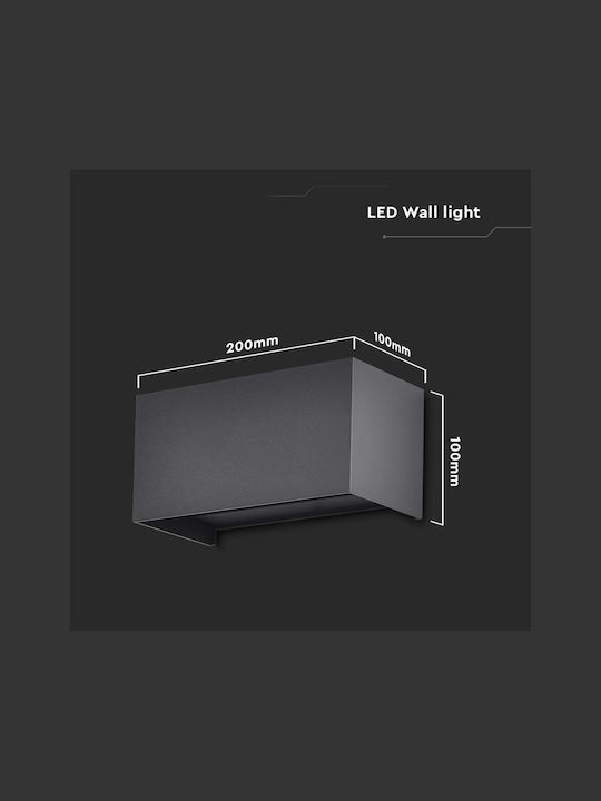 V-TAC Wall-Mounted Outdoor Ceiling Light LED IP65 24W with Natural White Light Double Beam 20x10x10εκ.