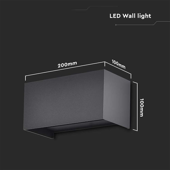 V-TAC Επιτοίχια Εξωτερική Πλαφονιέρα LED IP65 24W με Φυσικό Λευκό Φως Διπλής Δέσμης 20x10x10εκ.