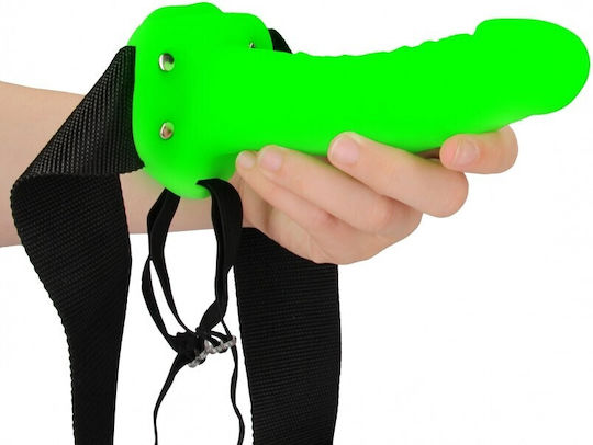 Shots Ouch Realistic Glow In The Dark Strap Ons with Dildo 7cm in Green Colour
