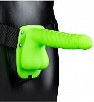 Shots Ouch Ribbed Hollow Glow In The Dark Harness με Dildo 21cm σε Πράσινο Χρώμα