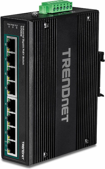 Trendnet TI-PG80B Unmanaged L2 PoE Plus Switch with 8 Gigabit (1Gbps) Ethernet Ports