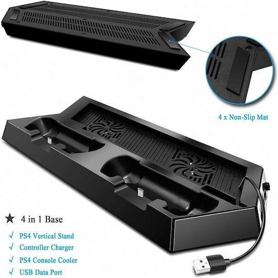 Dobe Ladestation Für 2 Controller PS4 Schwarz 22037-010-00-06