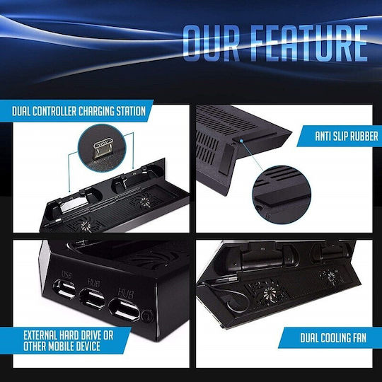 Dobe Ladestation Für 2 Controller PS4 Schwarz 22037-010-00-06