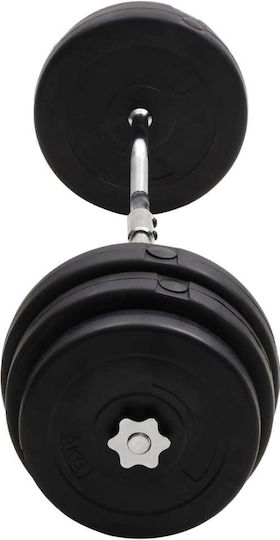 vidaXL ​Στραβόμπαρα Φ25mm Σετ με Βάρη 90kg Μήκους 120cm με Βιδωτά Κολάρα