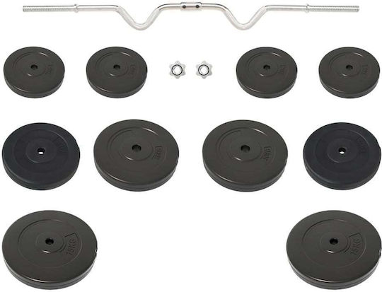 vidaXL ​Στραβόμπαρα Φ25mm Σετ με Βάρη 90kg Μήκους 120cm με Βιδωτά Κολάρα