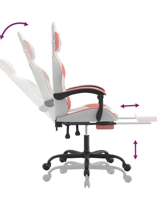 vidaXL 349588 Gaming Stuhl mit Fußstütze White / Pink
