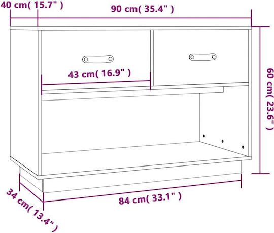TV-Ständer aus Massivholz Beiges M90xT40xH60cm