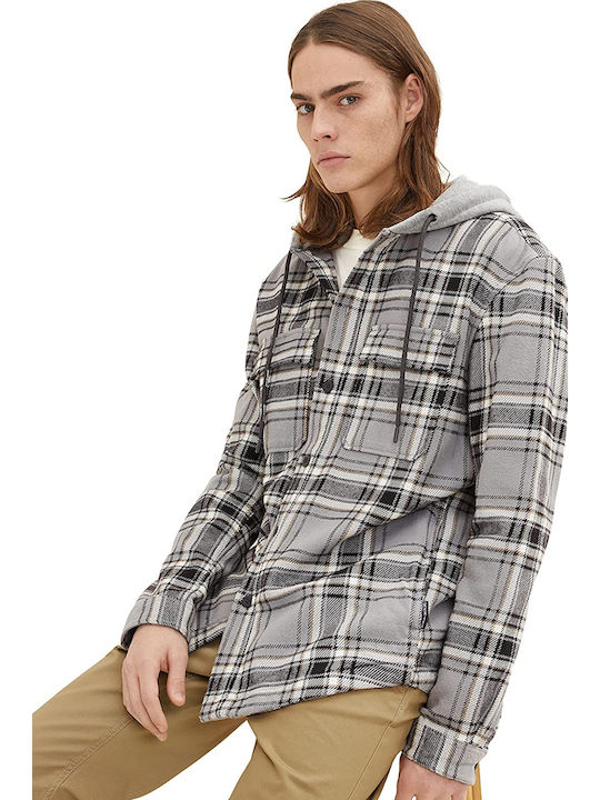 Μακρυμάνικo Overshirt Καρό Γκρι