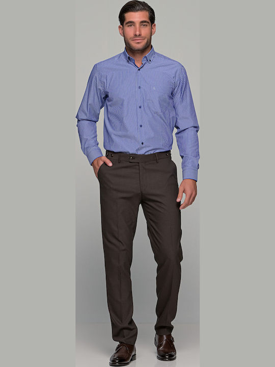 02 Long-sleeved Shirt Striped Light Blue