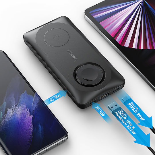 Veger MagMulti Wireless MagSafe Power Bank 10000mAh 15W cu Port USB-A și Port USB-C Negru