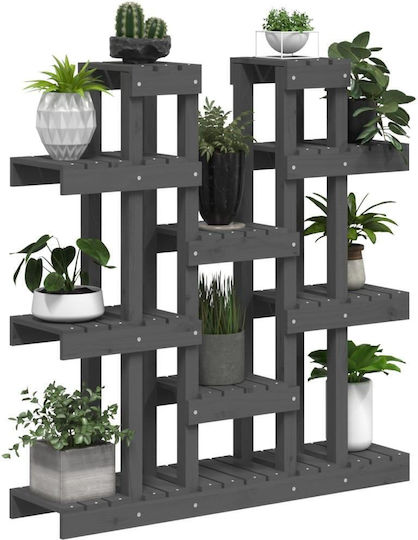 vidaXL Blumentopf-Regal Holz Grau 104.5cmx25cmx109.5cmcm.