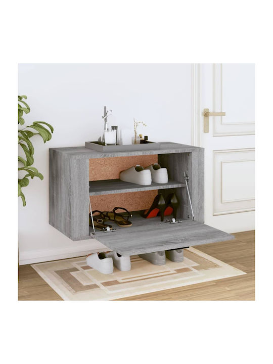 Shoe Organizer with 2 Shelves Gray 70x35x38cm