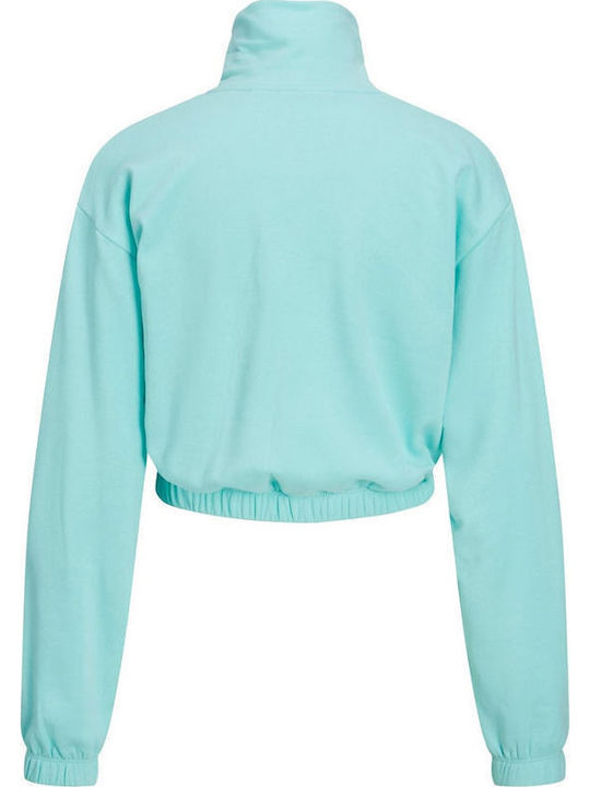 Women's Athletic Crop Top Long Sleeve Turquoise
