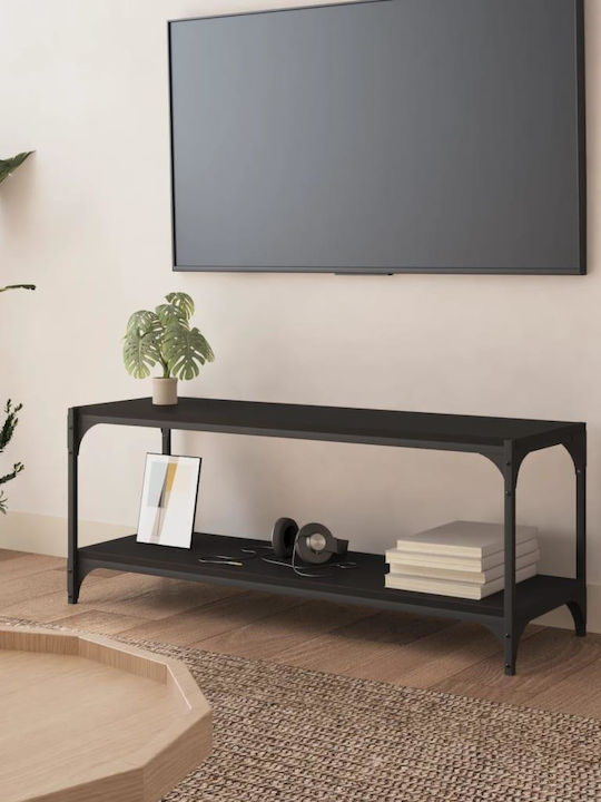 Έπιπλο TV din metal și lemn Negru M100xΠ33xΥ41cm