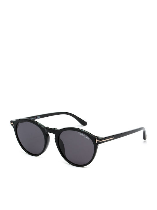 Tom Ford Aurele Unisex Sunglasses with Black Horn-Rimmed Frame and Grey Gradient Lenses